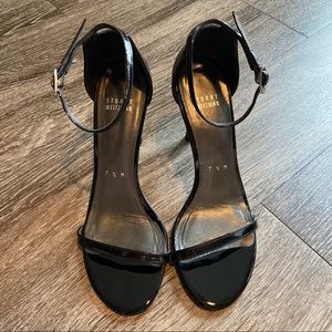 Stuart Weitzman Black Patent Nudistsong Sandal